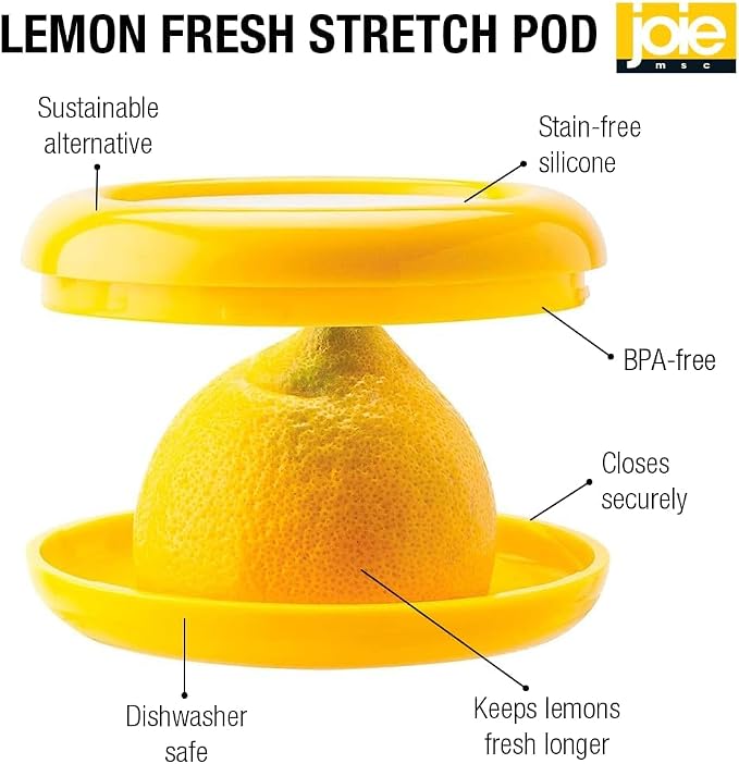 Joie Fresh Stretch Pod Lemon Storage Container, Silicone Food Saver, Keeps Leftover Produce Flavorful and Firm in Fridge, Reusable Kitchen Gadget, Dishwasher Safe, BPA-Free