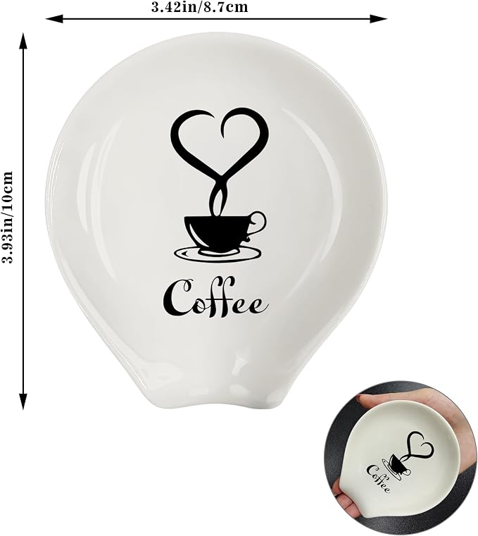 Coffee Spoon Rest, Coffee Bar Accessories & Spoon Holder,Funny Ceramic Spoon Holder for Coffee Lovers Gifts for Friend Wife Husband Sister (White-6)