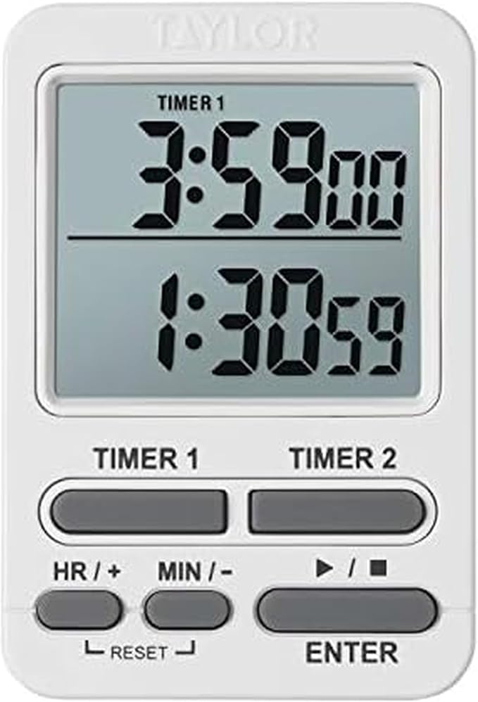 Taylor Dual Event Digital Timer w/Clock, White