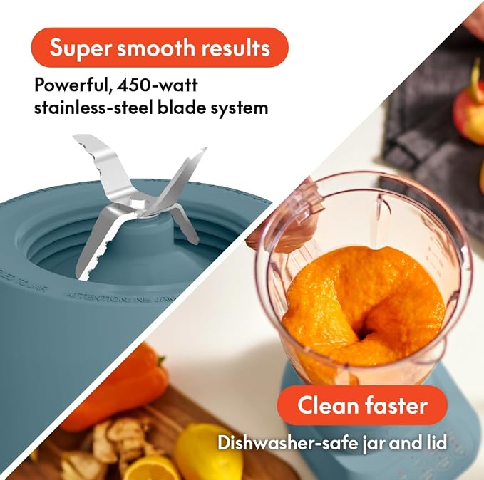bella Fits-anywhere™ Flip & Store Blender, 48 oz, 520W, Surf