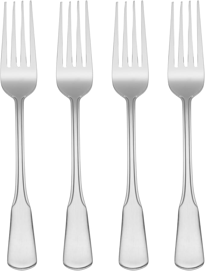 Oneida Colonial Boston Dinner Forks Silverware Set for 4, Flatware | satin finish, dishwasher safe | cutlery set for kitchen and dining, utensil set, rust resistant, kitchen essentials