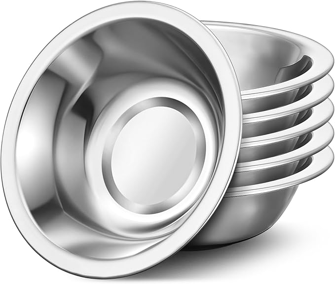 304(18/8) Stainless Steel Mixing Bowls for Kitchen, 6 Pack 8.7" 34.88 fl.oz Metal Mixing Bowls Set Stackable for Baking Serving Cooking Food Prep Storage Dishwasher Safe Lightweight