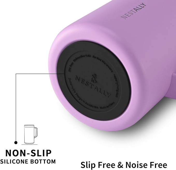 NESTALLY Cozy 20oz Insulated Coffee Mug with Handle & Lid, Blush Pink | Stainless Steel Double Wall Vacuum Travel Mug for Hot & Cold Drinks, Reusable Coffee Tumbler, Non-Slip Base, BPA-Free