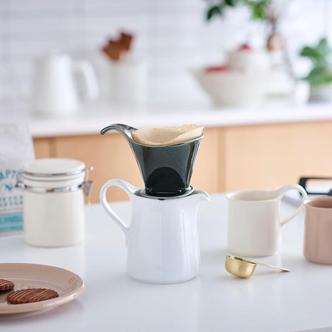 ZERO JAPAN - Bee House Pour Over Coffee Dripper - Ceramic Coffee Maker with Elegant Peek Hole, Drip Cone Brewer Coffee Gift, Brewing Accessories - Antique Green, Standard Size