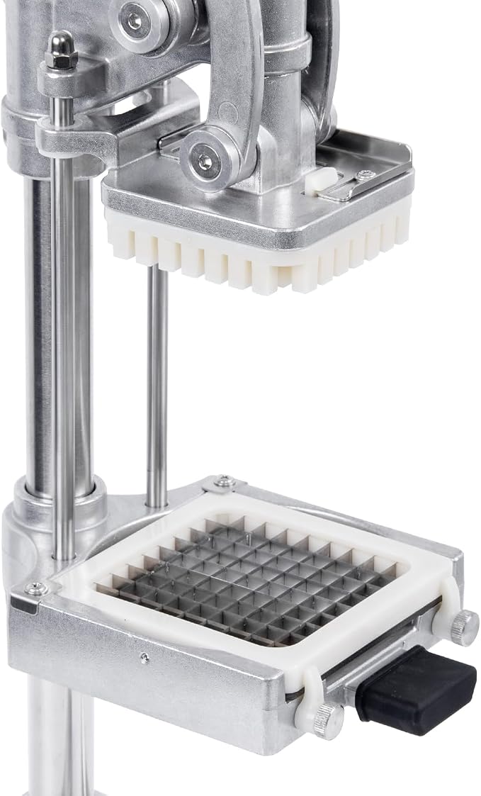 2-in-1 Commercial Manual Juicer & French Fry Cutter, Heavy Duty Cast Aluminum Citrus Press and Vegetable Chopper with 1/4", 3/8" & 1/2" Stainless Steel Blades for Potato, Orange & Lemon