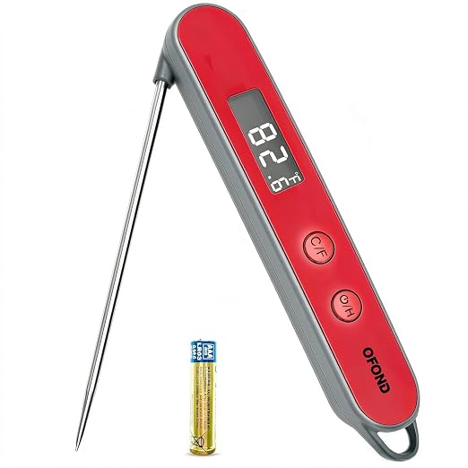 Instand Read Digital Food Thermometer for Grill Meat BBQ Steak | Fast Response Battery Powered Foldable probe ,Large Backlit LCD Screen,Magnetic with Hook, Kitchen Cooking Must-have