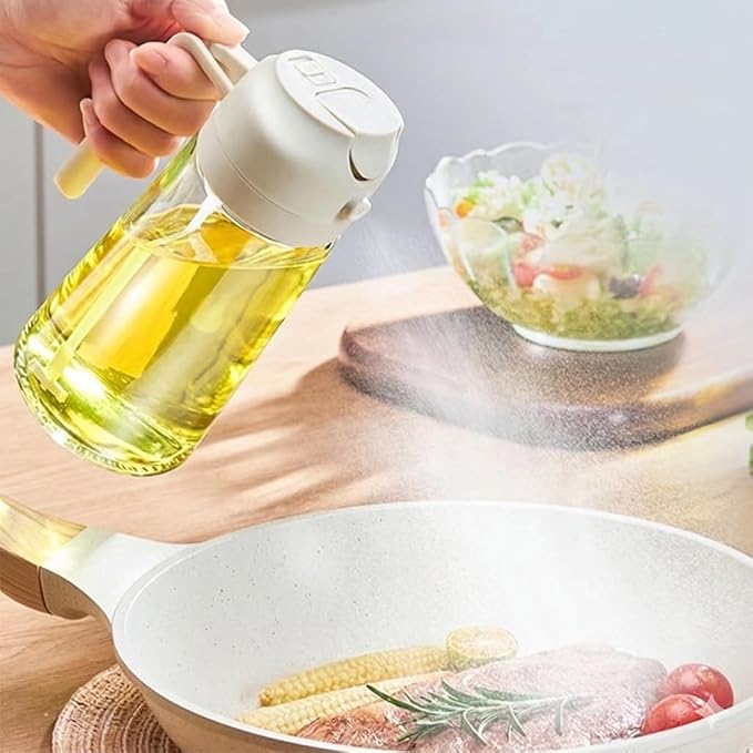 Oil Sprayer for Cooking, 16oz/470ml 2-in-1 Glass Olive Oil Dispenser