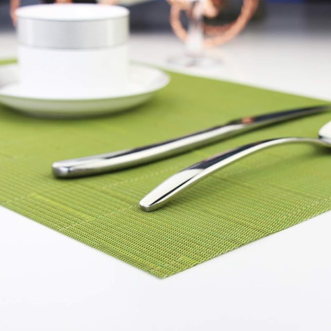PIGCHCY Placemats Set of 12 Washable Durable Place Mats Vinyl Heat Resistant Non-Slip Table Mats Indoor Outdoor (Sage Green)