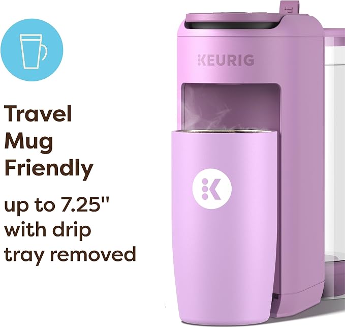 Keurig K-Mini Mate Plus Single-Serve K-Cup Pod Coffee Maker, Compact, 3 Cup Sizes, Brew Over Ice and Strong Button Features, 50 oz Removable Reservoir, Wild Orchid