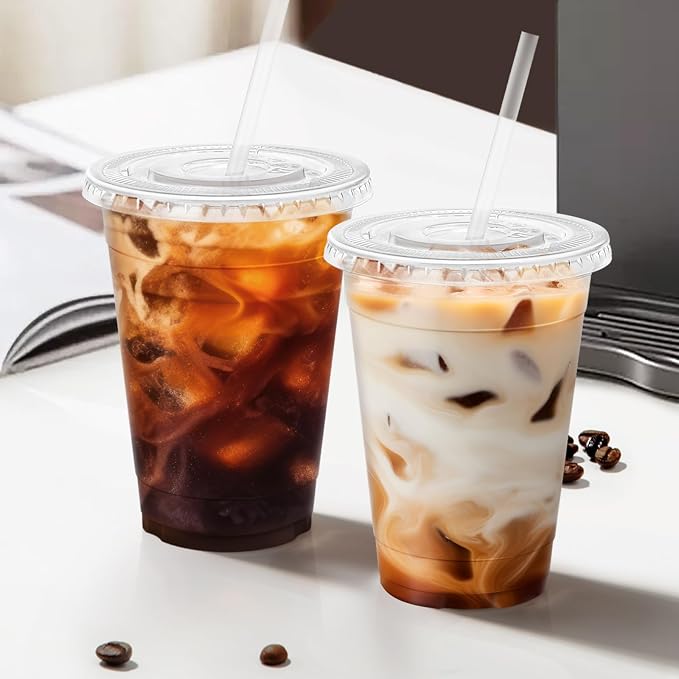 Lamosi 500 Pack 16 oz Clear Plastic Cups with Lids and Straws | Disposable Plastic Cold Cups for Iced Coffee, Smoothies, Parties, Picnics, Office Drinks, Light To-Go Use and Easy Cleanup