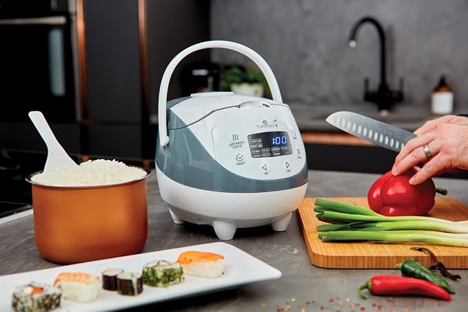 Yum Asia Panda Mini Rice Cooker With Ninja Ceramic Bowl and Advanced Fuzzy Logic (3.5 cup, 0.63 litre) 4 Rice Cooking Functions, 4 Multicooker functions, Digital LED display - 120V