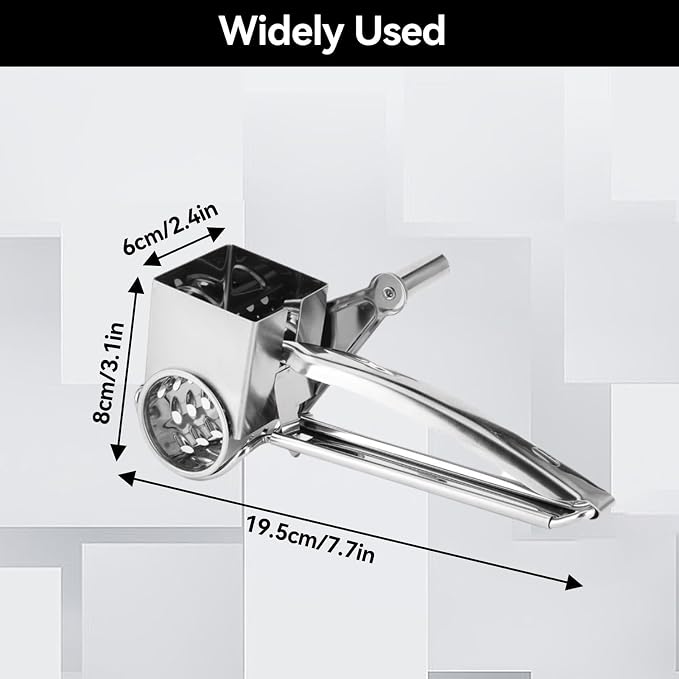 Rotary Cheese Grater, Hand Crank Cheese Grater Stainless Steel Cheese Cutter Slicer Cheese Shredder with 3 Drum Blades Cheese Shredder Handheld for Kitchen