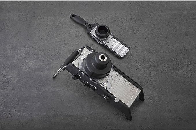 PL8 Professional Mandoline 2.0 - Adjustable Mandoline Slicer with 4 Cutting Thicknesses, Spring-Loaded Hand Guard, Stainless Steel Slicing Ramp, Foldable Non-Skid Feet for Safe, Convenient Food Prep