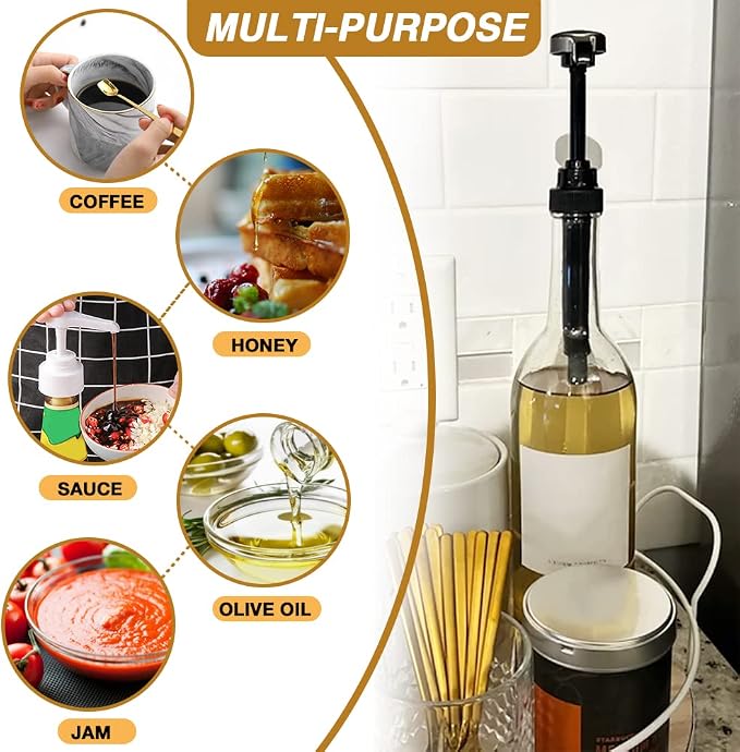 16 Pcs White Coffee Syrup Pump Compatible with 25.4Oz/750ml Bottles | Syrup Dispenser Pumps, Great for Home & Coffee Bar, Drinking Mixes, Tea, Beverage, Cocktails, Syrup Bottles, Plus Spoons