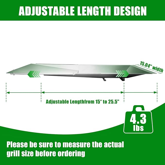 Uniflasy Grease Tray with Catch Pan for Nexgrill, Dyna-Glo Grills | Adjusts from 15"-25.5"; fits Char-Broil, Cuisinart, Kenmore and Expert Grill 2/3/4 burner models; includes 10 foil liners