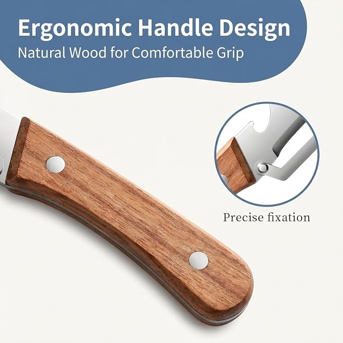 2-Pack Vegetable Peeler with Wooden Handle and Bottle Opener, Multi-Function Kitchen Vegetable Peeler for Potato, Carrot, Fruit, Pumpkin and Veggie Peeling