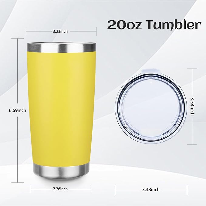 StarSpeed 20oz Stainless Steel Travel Coffee Tumbler,Yellow | Travel Coffee Mug,Spill-proof Lid,Double Wall,BPA-free Travel Cups,Insulated Cup Fits Car Cupholders