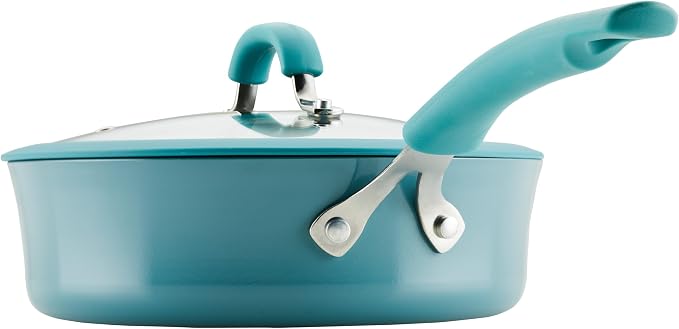 Rachael Ray Cook + Create Nonstick Sauté Pan with Lid, 3 Quart, Agave Blue