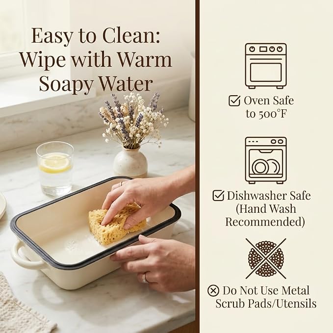 5 Quart Enameled Cast Iron Bread Pan with Lid, Dutch Oven for Sourdough Bread Baking, Large 12.6" Loaf Pan for Homemade Artisan Bread, Oven Safe for Crispy Crust & Fluffy Interior (Cream White)