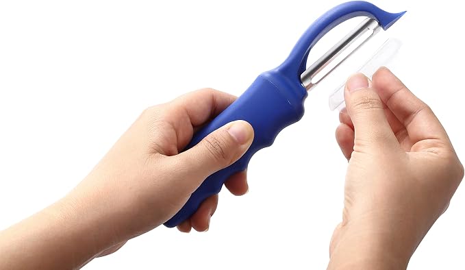 Spring Chef Swivel Potato Peeler with Soft Grip Handle, Set of 2, Sapphire | Premium Vegetable Peeler w/ Sharp Stainless Steel Blades, Multifunctional Food Peeler for Apple, Carrot, Cucumber, Fruit