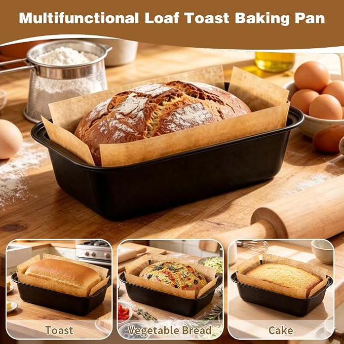 2PCS Bread Pans For Homemade Bread Loaf Pans For Baking Bread 9x5 Banana Bread Pan Includes 120 Sheets Of Baking Paper To Prevent Sticking