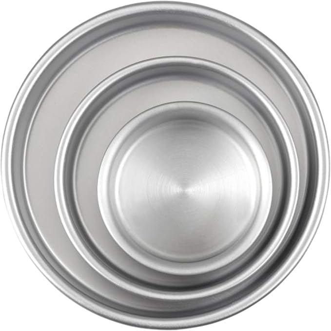 Wilton Aluminum Round Cake Pan Set, Tiered Cakes, 3-Piece | Natural Anodized Aluminum Bakeware, Even Heating & Rust-Resistant, Set of 3 Sizes, Perfect for Tiered Wedding & Layer Cakes