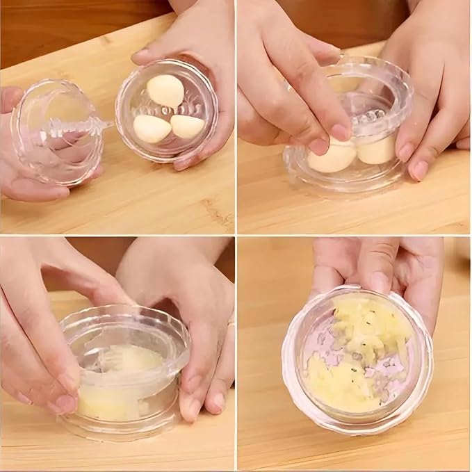 Transparent Manual Garlic Twist, Multi-Functional Mincer & Grinder for Garlic, Onion, Ginger, Herbs, Nuts, Impact Resistant Kitchen Gadget & Home Accessory