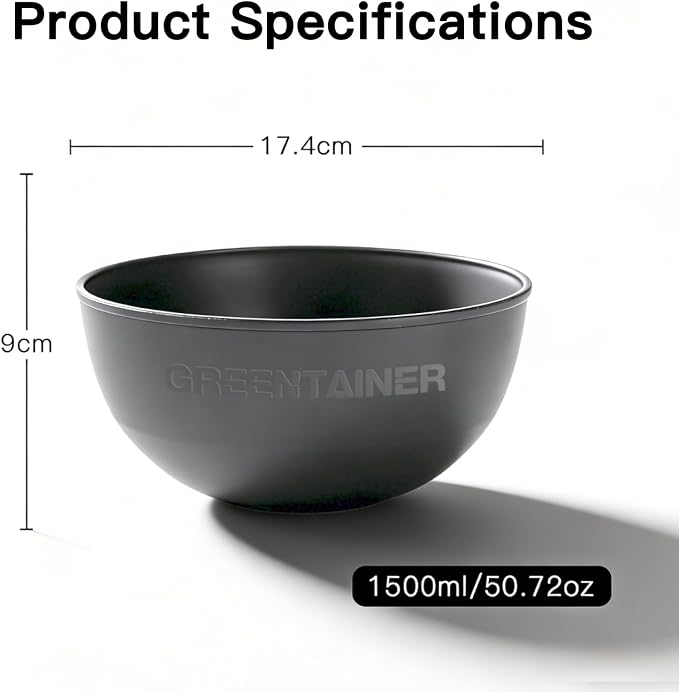 Greentainer 50 Oz Unbreakable Cereal Bowls Set of 4, Microwave and Dishwasher Safe, Reusable Plastic Soup Bowl for Salad, Oatmeal, Rice, Fruit, Snacks, BPA-Free (Gray)
