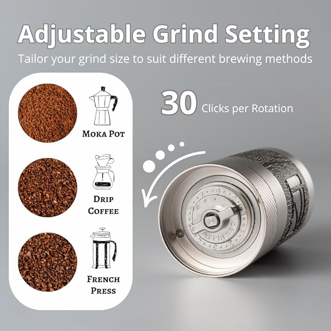 1Zpresso Q Manual Coffee Grinder - Crank Handle with Stainless Steel Conical Burr, suitable for Drip, French Press, Cold Brew, Travel, Camping