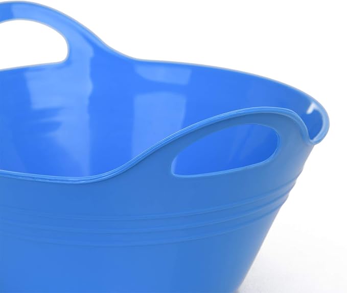 Mintra Home Plastic Bowls with Handles (4.5L Large 2pk, Blue)