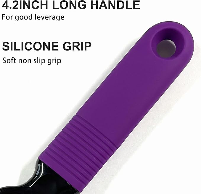 2-in-1 Soda Can Tab & Beer Bottle Opener, Purple, 2-Pack | Easy pull tab opener with soft silicone handle protects nails & arthritic hands. Great for bars, picnics, and outdoor events
