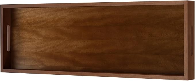 Extra Large Ottoman Tray, 36 x 12 Inches Black Walnut Wooden Tray | Wood Serving Tray with Handles, Rectangular Deccorative Tray, Charcuterie Platter for Meat, Cheese Board, Extra Long 3ft