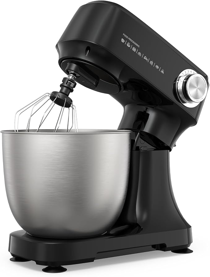 Stand Mixer 4.8 Qt Electric Food Mixer 12 Speeds Portable Lightweight Kitchen Mixer For Daily Use With Egg Whisk, Dough Hook, Flat Beater