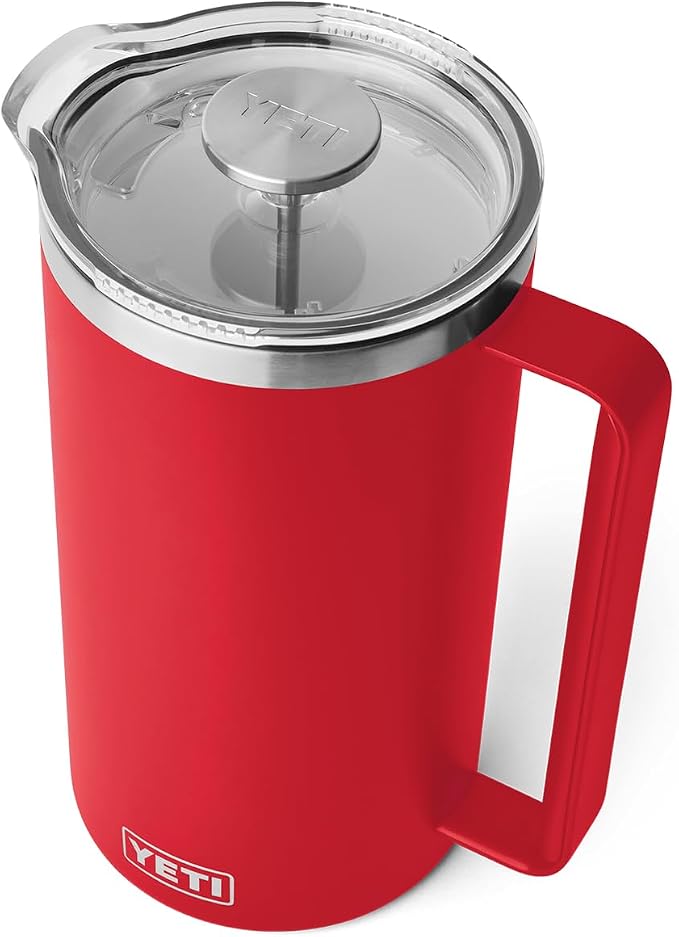 YETI Rambler 64 oz. French Press Coffee Maker, with GroundsControl Filter, Rescue Red