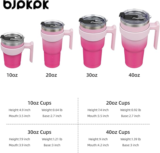 BJPKPK 30 oz Tumbler with Handle & Straw, Insulated Stainless Steel Mug | Double Wall Vacuum, Keeps Hot/Cold, Thermal Cup, BPA Free, Dishwasher Safe, Cupholder Fit, Coffee & Travel, Cherry Blossom