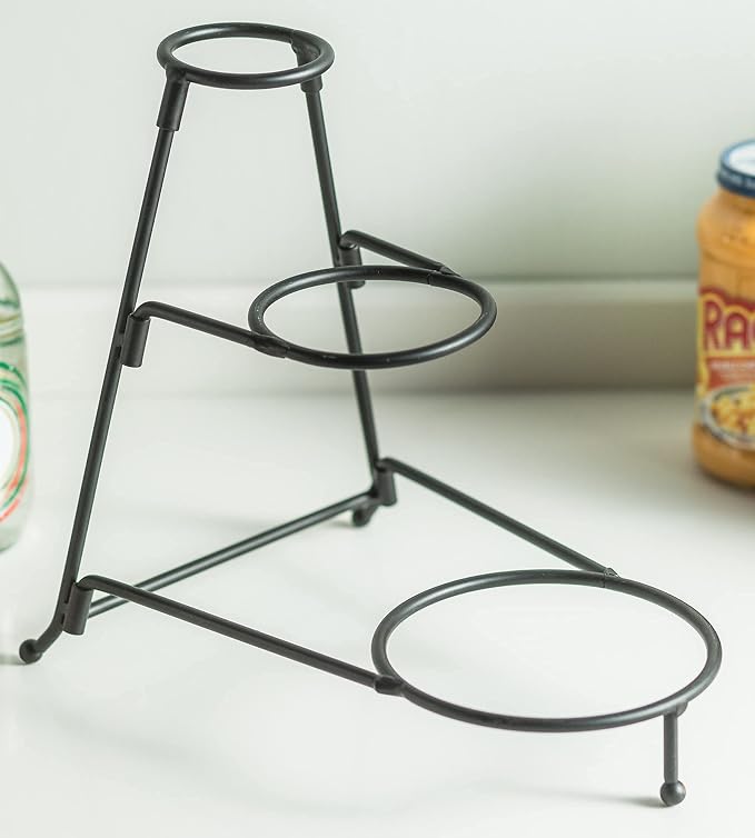 YHOSSEUN 3 Tier Serving Stand with 3 Oval Porcelain Serving Bowl Set | Chip and Dip Serving Dishes For Entertaining, Party, Tiered Sering Tray with Collapsible Thicker Sturdier Metal Rack, Black