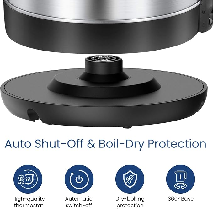 COMFEE' 1.7L Stainless Steel Electric Tea Kettle, BPA-Free Hot Water Kettle Electric with LED Light, Auto Shut-Off and Boil-Dry Protection, 1500W Fast Boil Electric Kettle (Pack of 6)