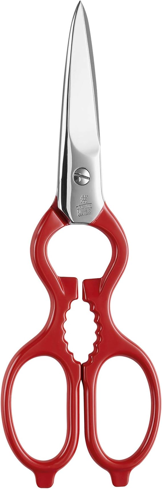 ZWILLING Kitchen Shears, Multi-Purpose, Bottle Opener, Jar Lid Lifter, Dishwasher Safe, Heavy Duty, Forged Stainless Steel Blades, Red 7.9-inch