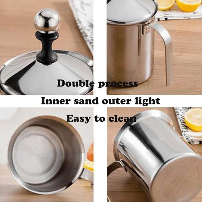 Milk Frother, HomeGoal Stainless Steel Manual Milk Foamer, Handheld Coffee Milk Frothing Pitchers,Manual Operated Milk Foam Maker For Cappuccino Coffee Latte Hot Chocolate(14-Ounce/400ml)