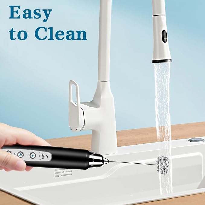 Milk Frother Wand Rechargeable Handheld Whisk Coffee 3 Speed Adjustable | Electric Whisk Drink Mixer with Stainless 3 Whisks Hand Frother , Foam Maker for Latte Cappuccino Matcha Egg Silver