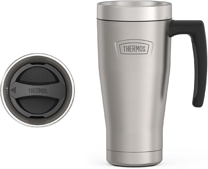 THERMOS ICON SERIES, Stainless Steel Mug, Matte Stainless Steel, 16 oz | BPA Free Material