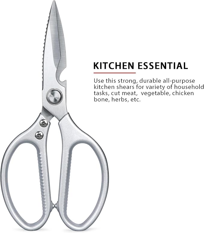 Kitchen Scissors All Purpose for Food, Heavy Duty 8.46'' Large Kitchen Shears for Cutting Vegetable, Poultry, Meat, Herb, Stainless Steel Sharp Blade, Dishwasher Safe