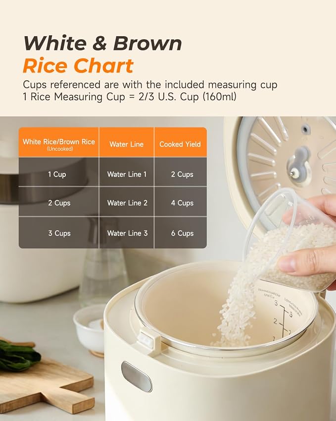 Feekaa Rice Cooker Small, 3-Cup Uncooked (6-Cup Cooked), Compact Mini Rice Cooker Small Kitchen with Ceramic Coated Inner Pot, Rice Maker with 6 Menu Options, 12H Delay Timer, Low Temperature Cooking