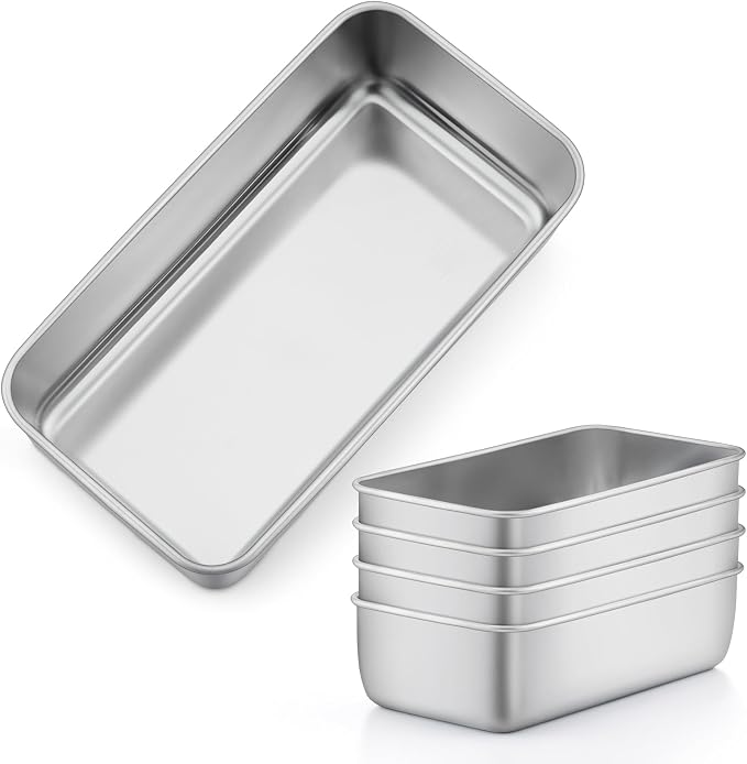 LIANYU Loaf Pans 9x5 Inch, 5 Pack Bread Pans for Baking, Stainless Steel | Bread Baking Pans, Loaf Tins for Homemade Bread Brownies and Pound Cakes Sourdough, Dishwasher Safe, Heavy Duty, Non Toxic