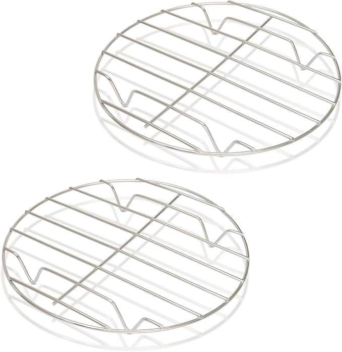 8.66" Round Cooking Rack, 2 Pcs, Stainless Steel | Baking, Cooling, Steaming, Grilling, For Air Fryer, Pressure Cooker, Cooking Enthusiasts