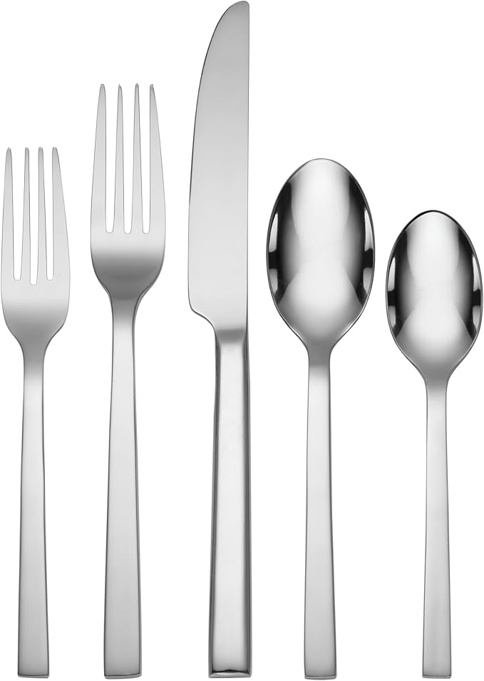 Oneida Chefs Table 20-Piece 18/0 Silverware Set for 4, Flatware | silver, dishwasher safe | includes knives, forks, and spoons | heavy duty, cutlery set, utensil set, wedding silverware