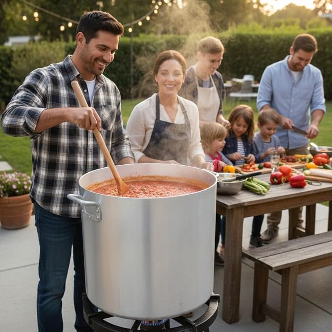 TrueCraftware- 100 qt. Aluminum Stock Pot with Riveted Handles 4mm Thickness- Multipurpose Pot Cookware Large Stockpot Stew For Cooking Simmering Soup Seafood Stock Home Kitchen Restaurant