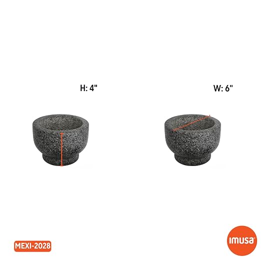 IMUSA 6.5" Traditional Heavy Duty Polished Granite Molcajete for Fresh Guacamole, Salsa, Pesto, Herbs, Spices