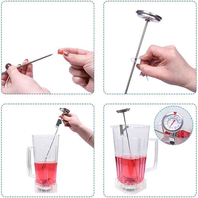 Candy/Deep Fry Thermometer with Instant Read,Dial Thermometer,12" Stainless Steel Stem Meat Cooking Thermometer,Best for Turkey,BBQ,Grill,Analog display