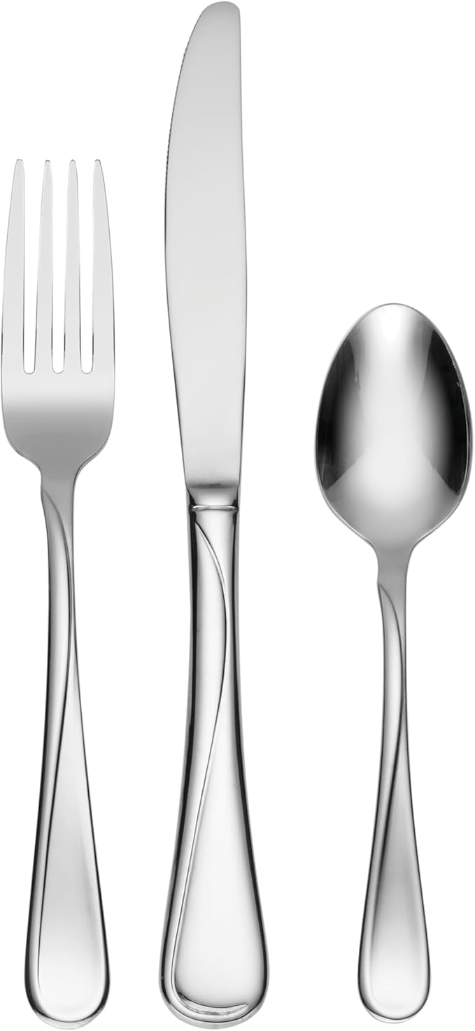 Oneida Flight 12-Piece Stainless Steel Flatware Set, Service for 4 | mirror finish, dishwasher safe | includes knives, forks, and spoons | cutlery set for kitchen and dining
